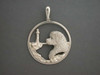 Frame Circle W Rim W Portuguese Water Dog Silver Pendant