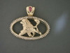 Frame Oval Outter Diamond Prong Lrg W Portuguese Water Dog Pendant