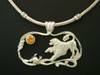 Frame Scenery Open With Portuguese Water Dog Silver Pendant