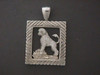 Frame Square W Lines Portuguese Water Dog Silver Pendant