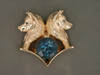 Siberian Husky Dbl Head W Stone Pendant