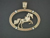 Frame Oval Beaded Braided Open Four Slots With Arabian Horse Pendant