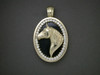 Frame Oval Inner Stone Flat Prong With Quarter Horse Pendant