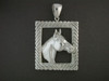 Frame Square With Lines And Quarter Horse Silver Pendant