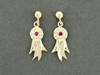 Rosette Earrings Small With Rubies