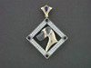 Frame Square Bezel Pave Setting With Great Dane Natural Ear Pendant Pendant
