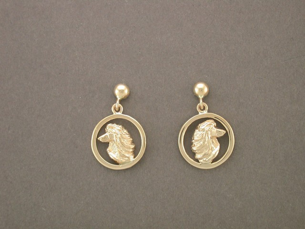 Earrings Round Sm Circle With Afghan Hound