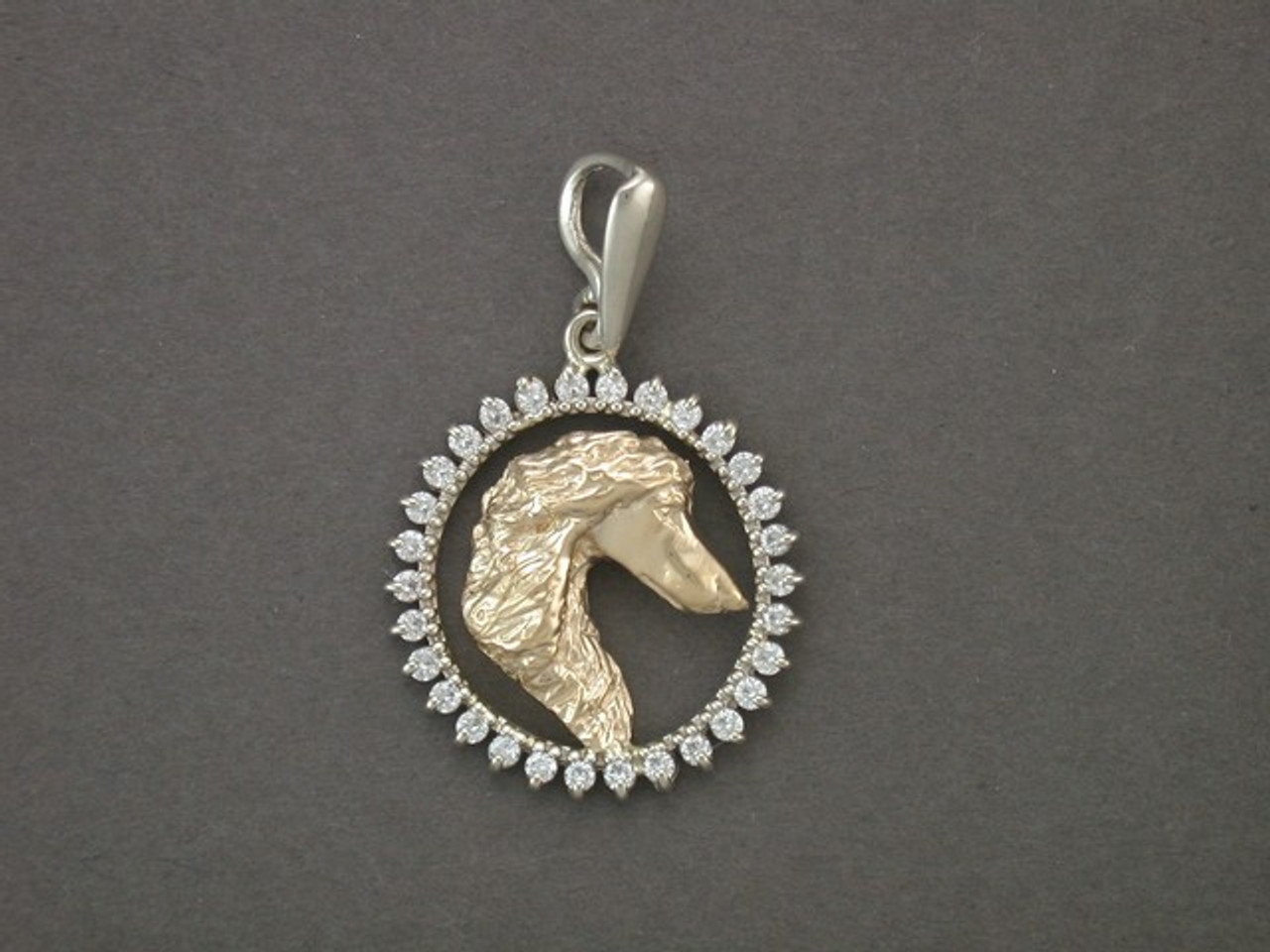 Frame Cir 3 Prong With Afghan Hound with Diamonds Pendant