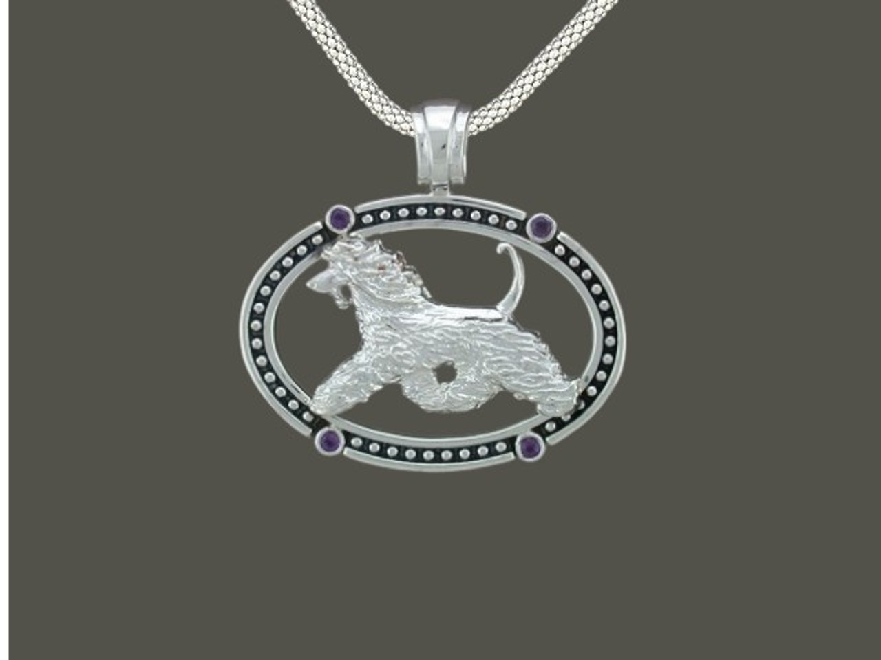 Frame Oval Beaded With Afghan Hound Pendant