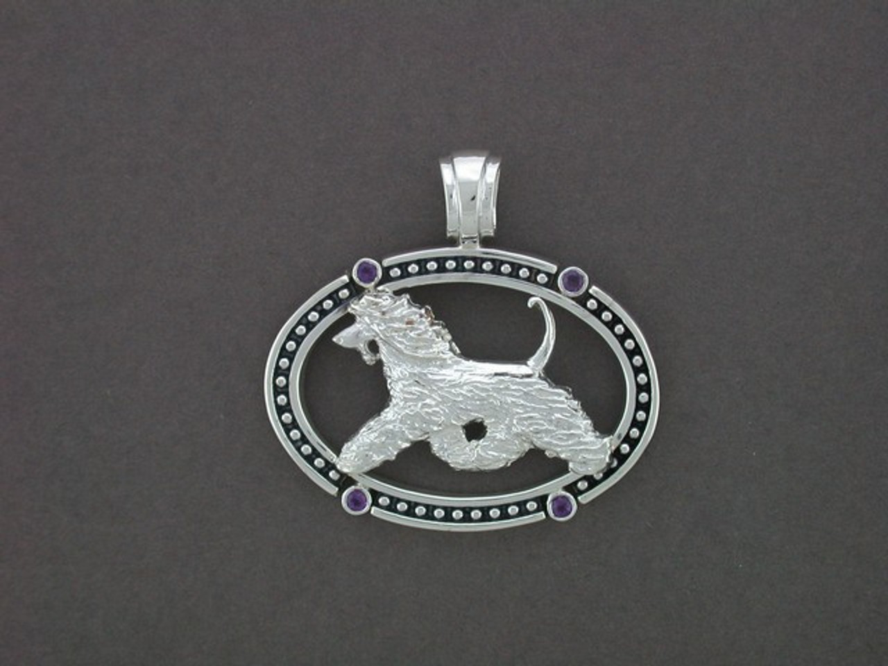 Frame Oval Beaded With Afghan Hound Pendant