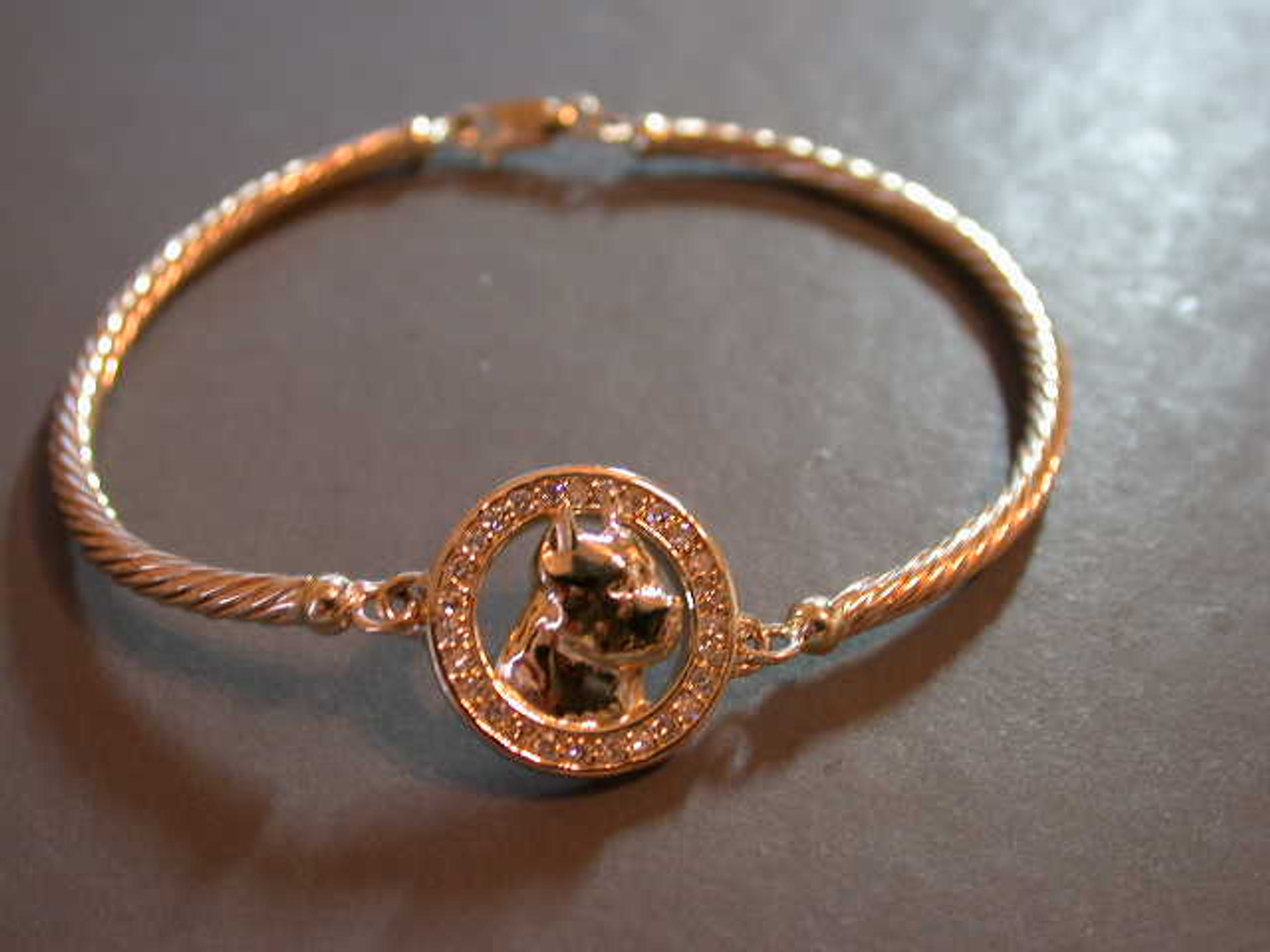 Bracelet Twisted W Diamond Custom With American Standforshire Terrier