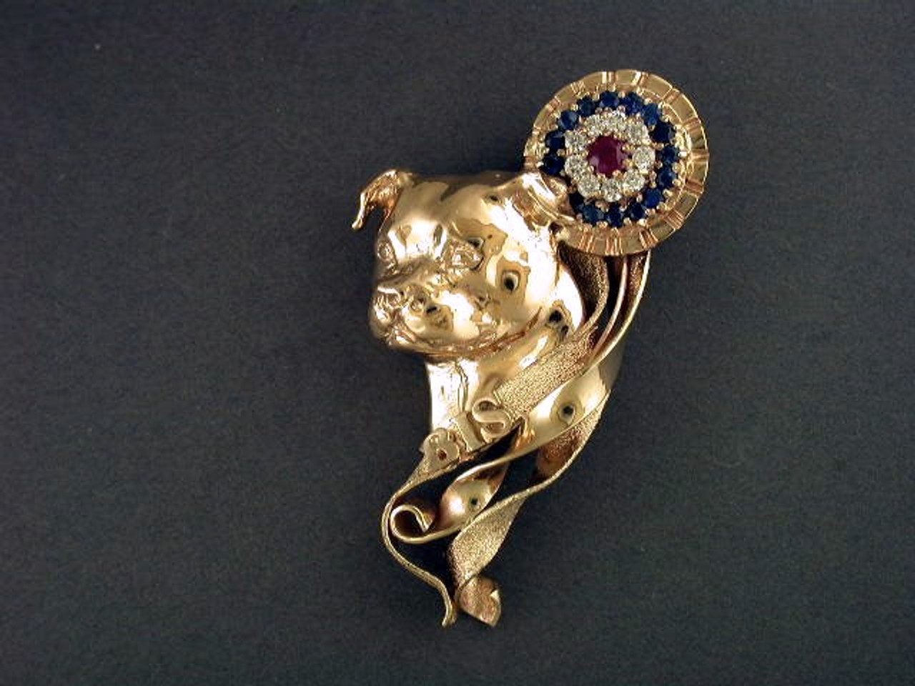 Rosette With Stafforshire Terrier Pendant