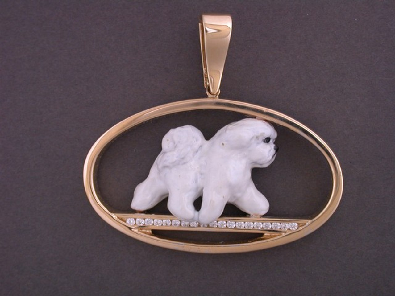 Frame Oval W Bichon Pendant