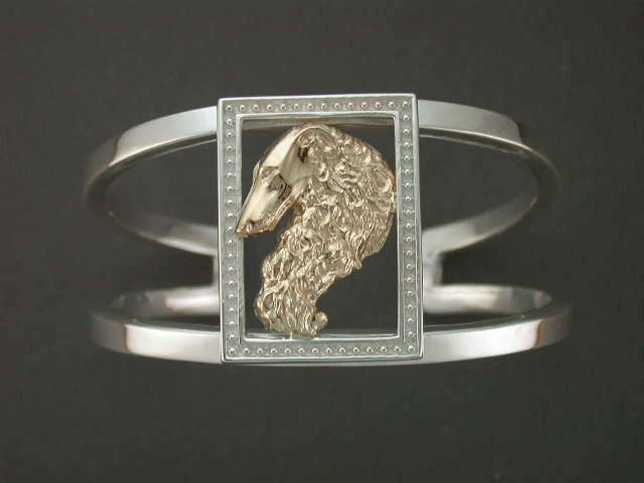 Bracelet Cuff Dbl Bar  With Borzoi