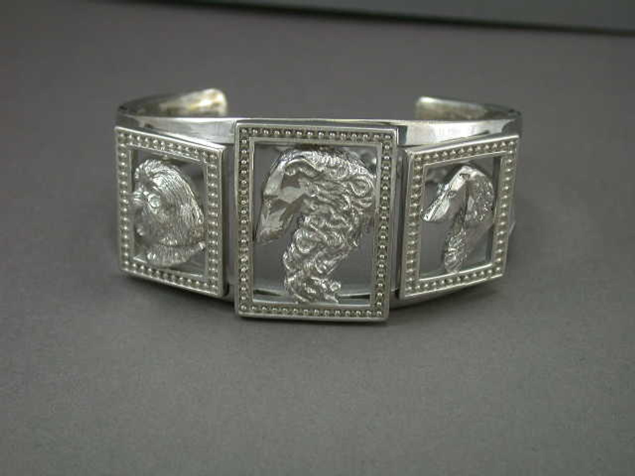 Braelet Dbl Bar Bangle Rectangular Beaded W Borzoi