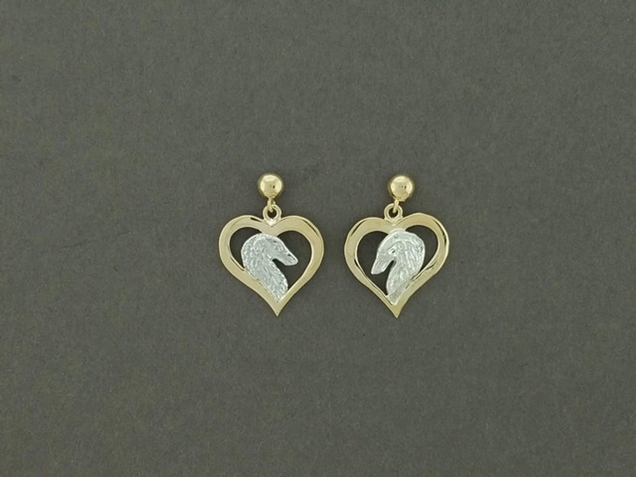 Earrings Heart With Borzoi