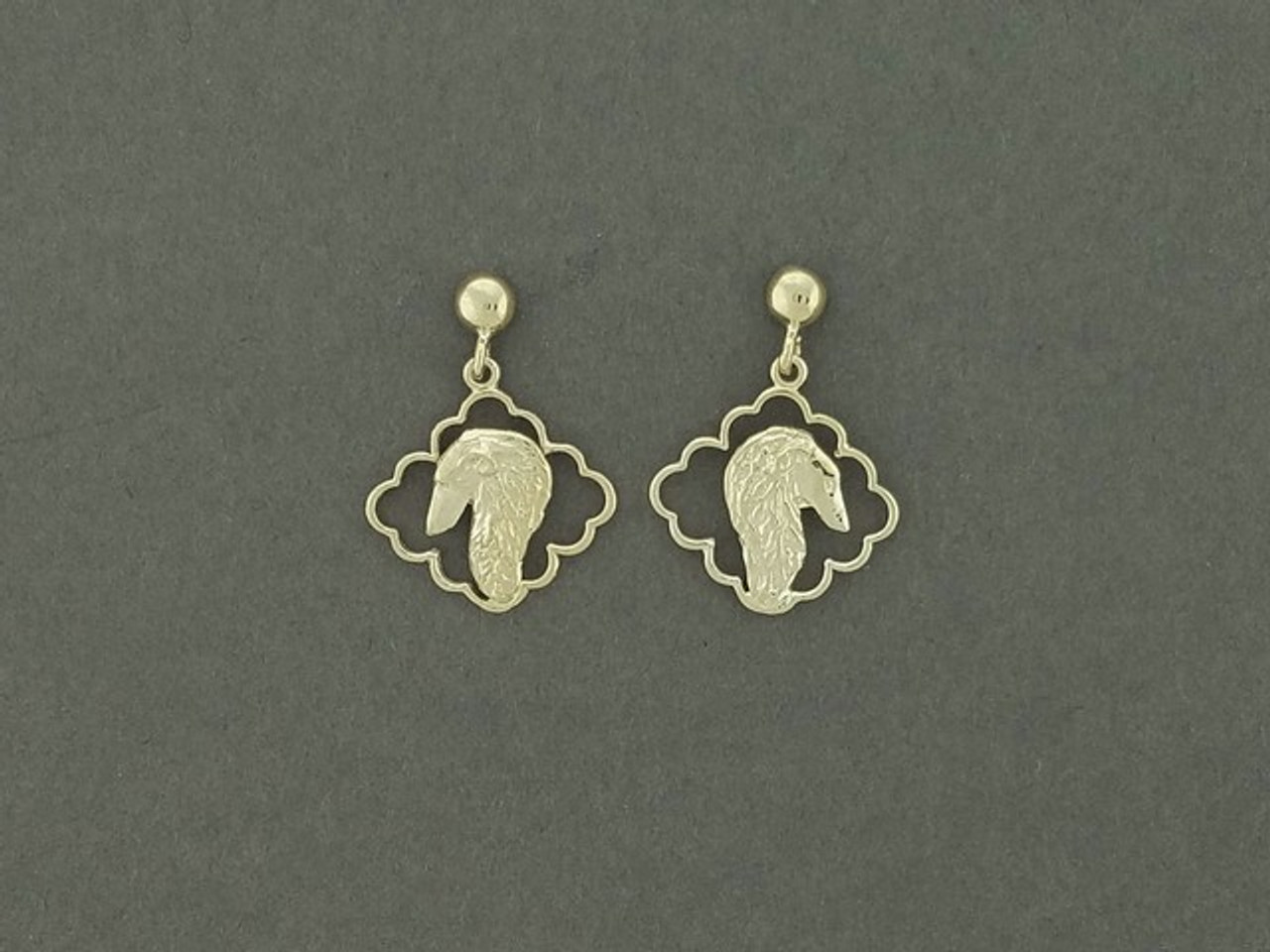 Earrings Rectangular Wire Curved With Borzoi