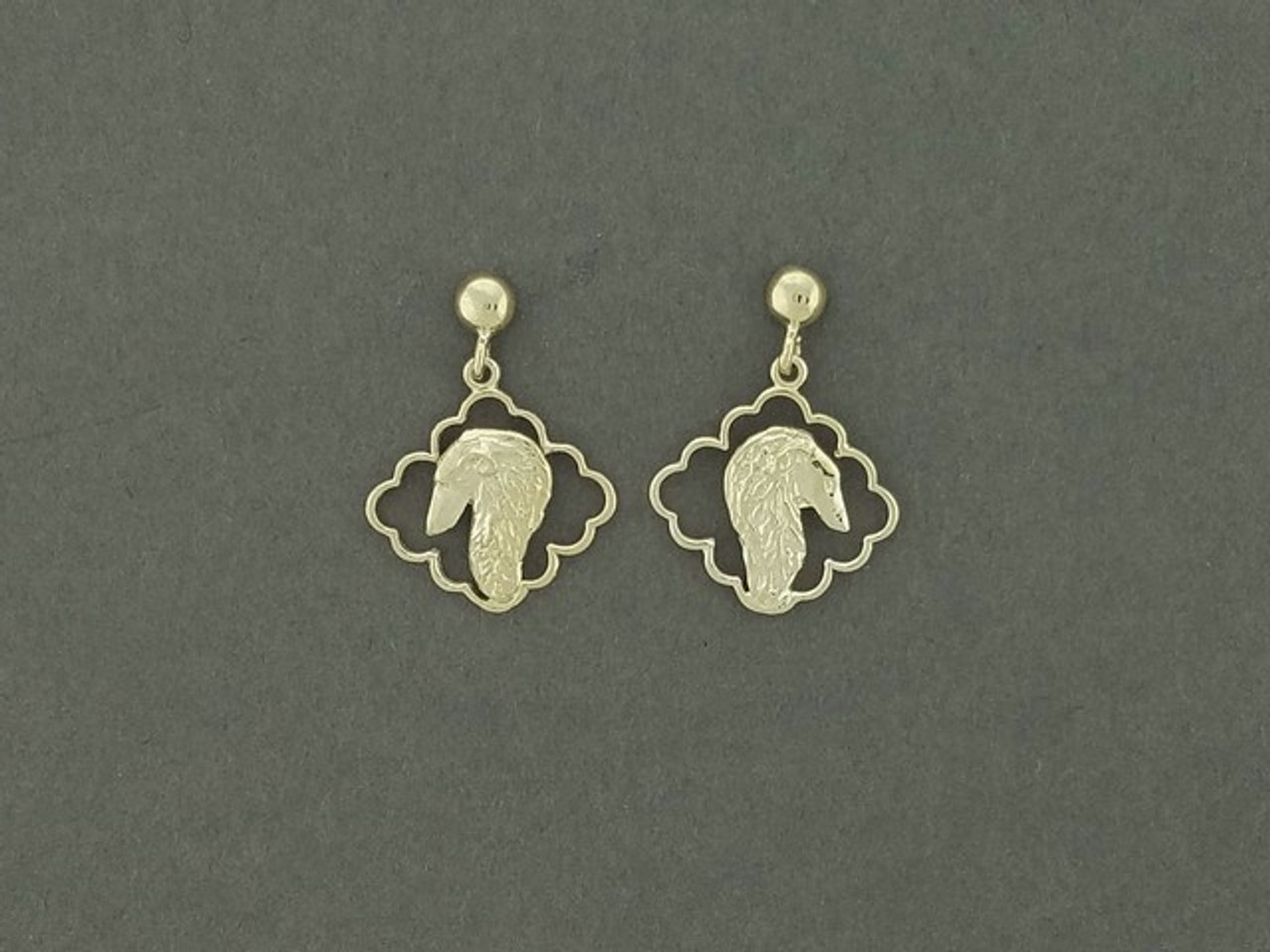 Earrings Rectangular Wire Curved With Borzoi