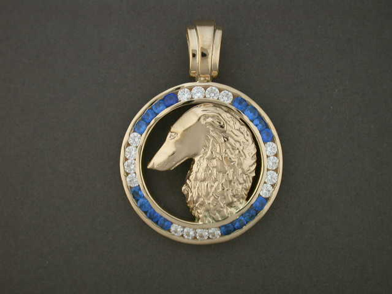 Frame Circle For Stone Lrg With Borzoi Pendant