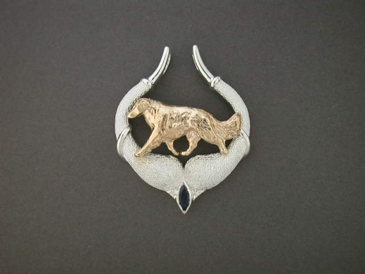 Frame Horn With Borzoi Pendant