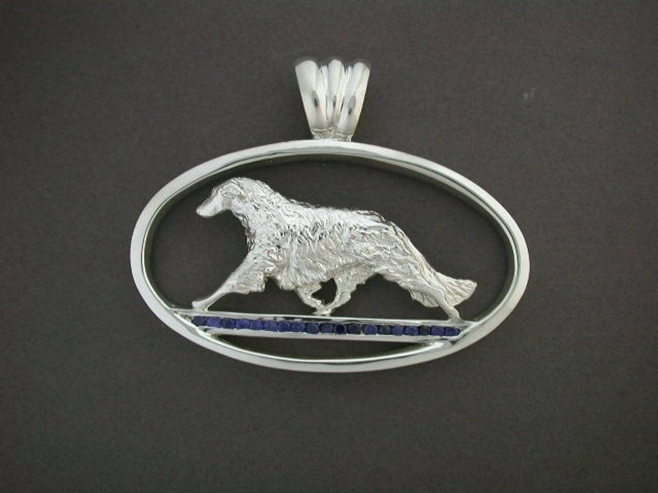 Frame Oval Stone Floor X Large With Borzoi Silver Pendant