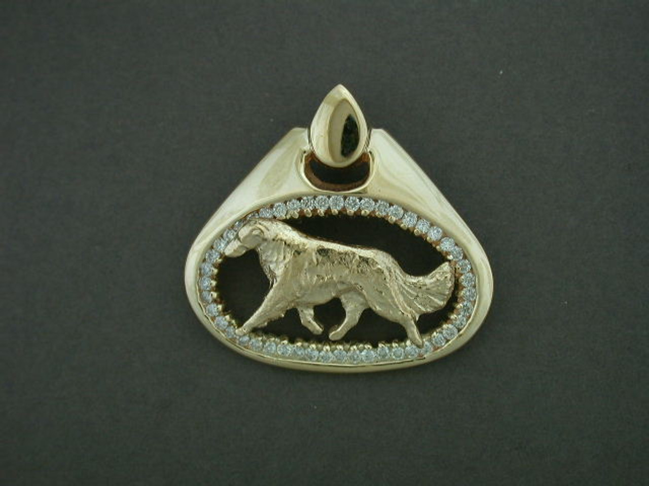 Frame Tear Drop Wide With Borzoi Pendant