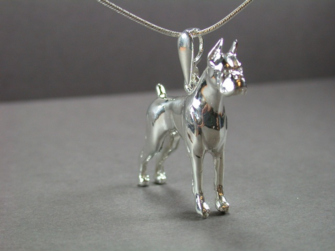 Boxer Full Body 3D  3 4 View Silver Pendant