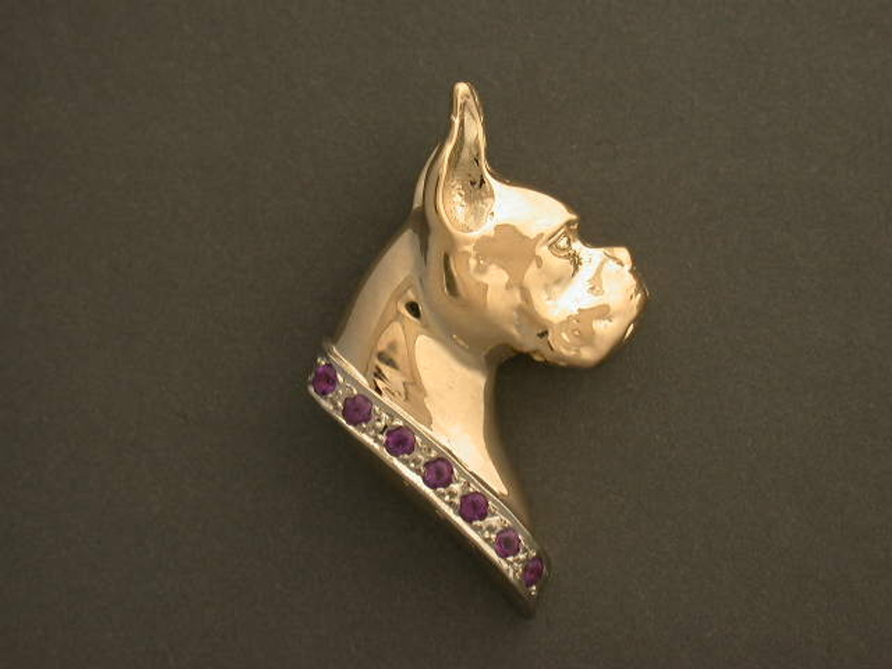 Boxer Head Med With Collar Pendant