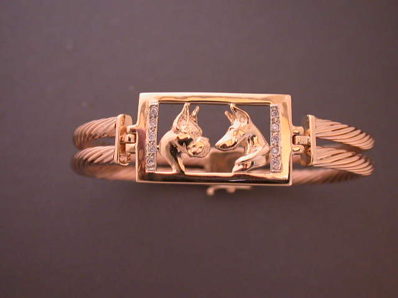 Bracelet Twisted Heavy Cable Custom With Boxer And Doberman