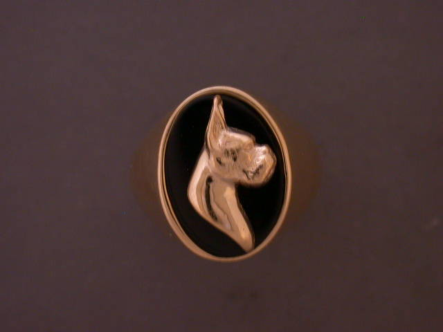 Ring Oval With Boxer & Onyx