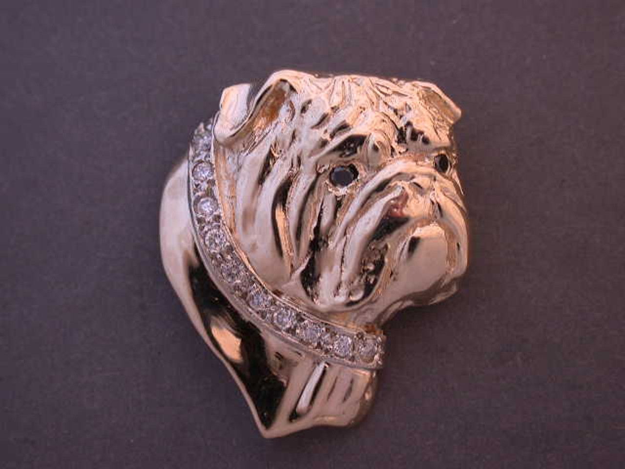 Bulldog Head 3 4 View  R W Diamond Pendant