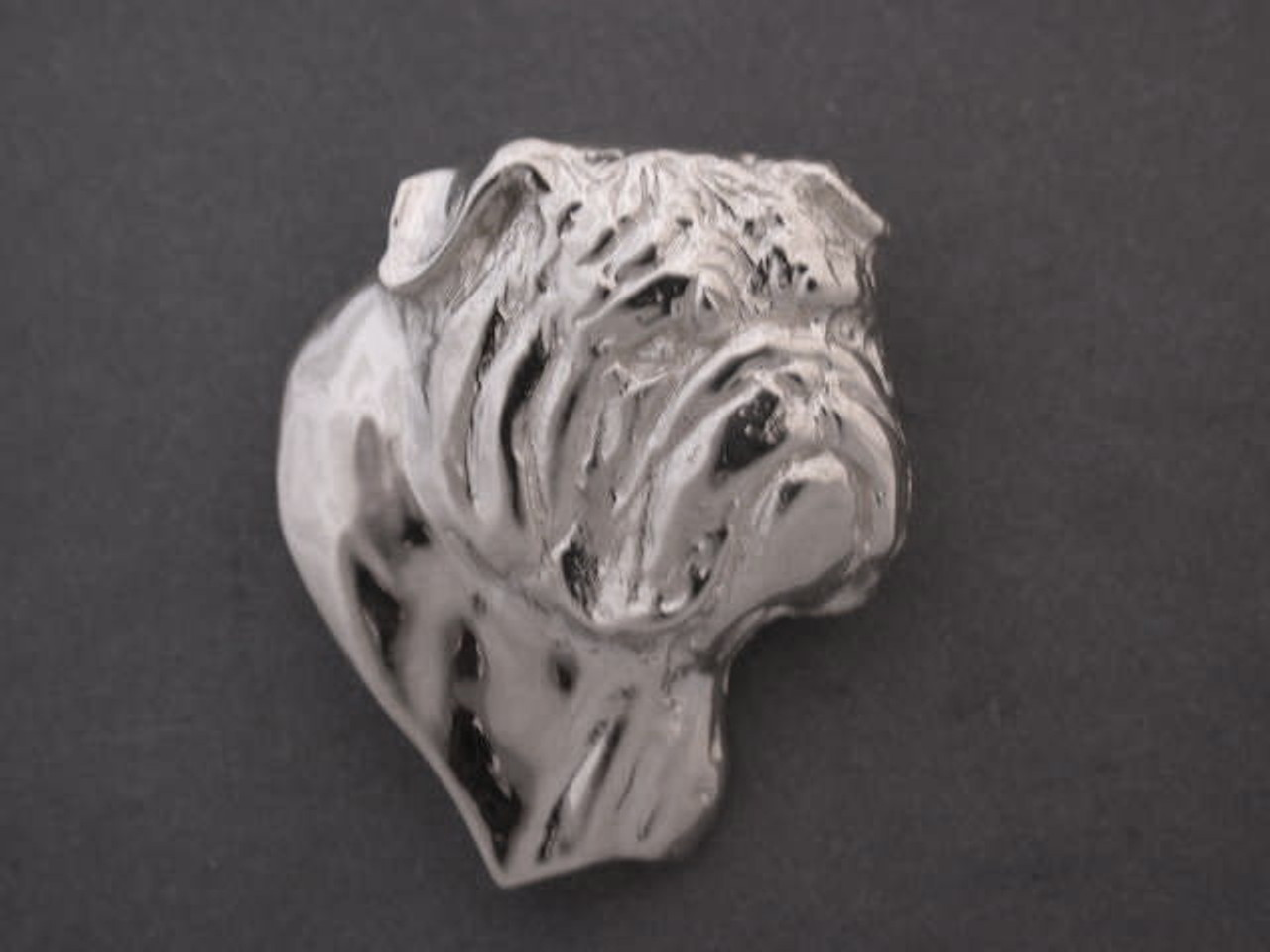Bulldog Head 3 4 View Med R Silver Pendant