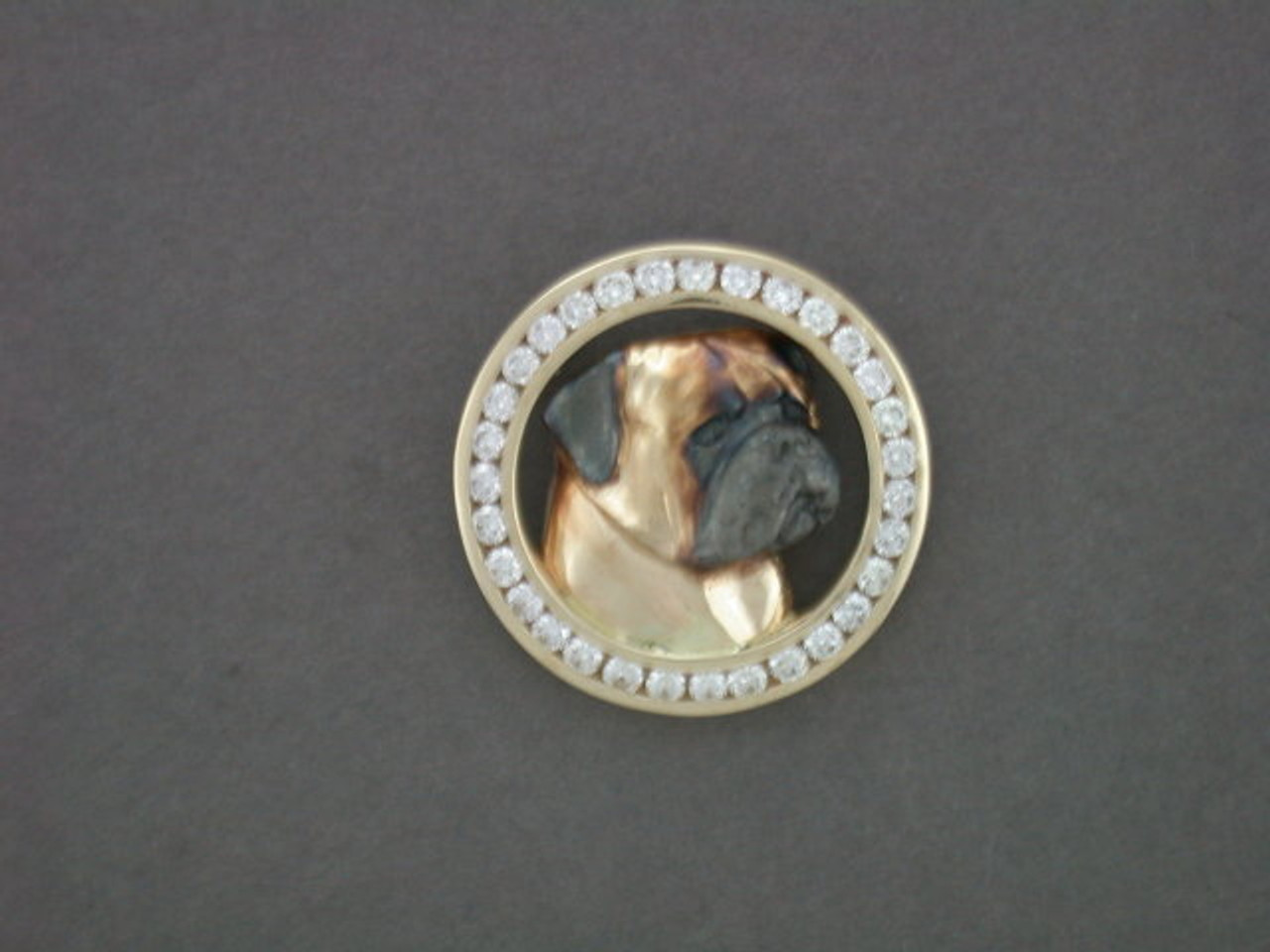 Frame Circle For Stones With Bullmastiff Pendant