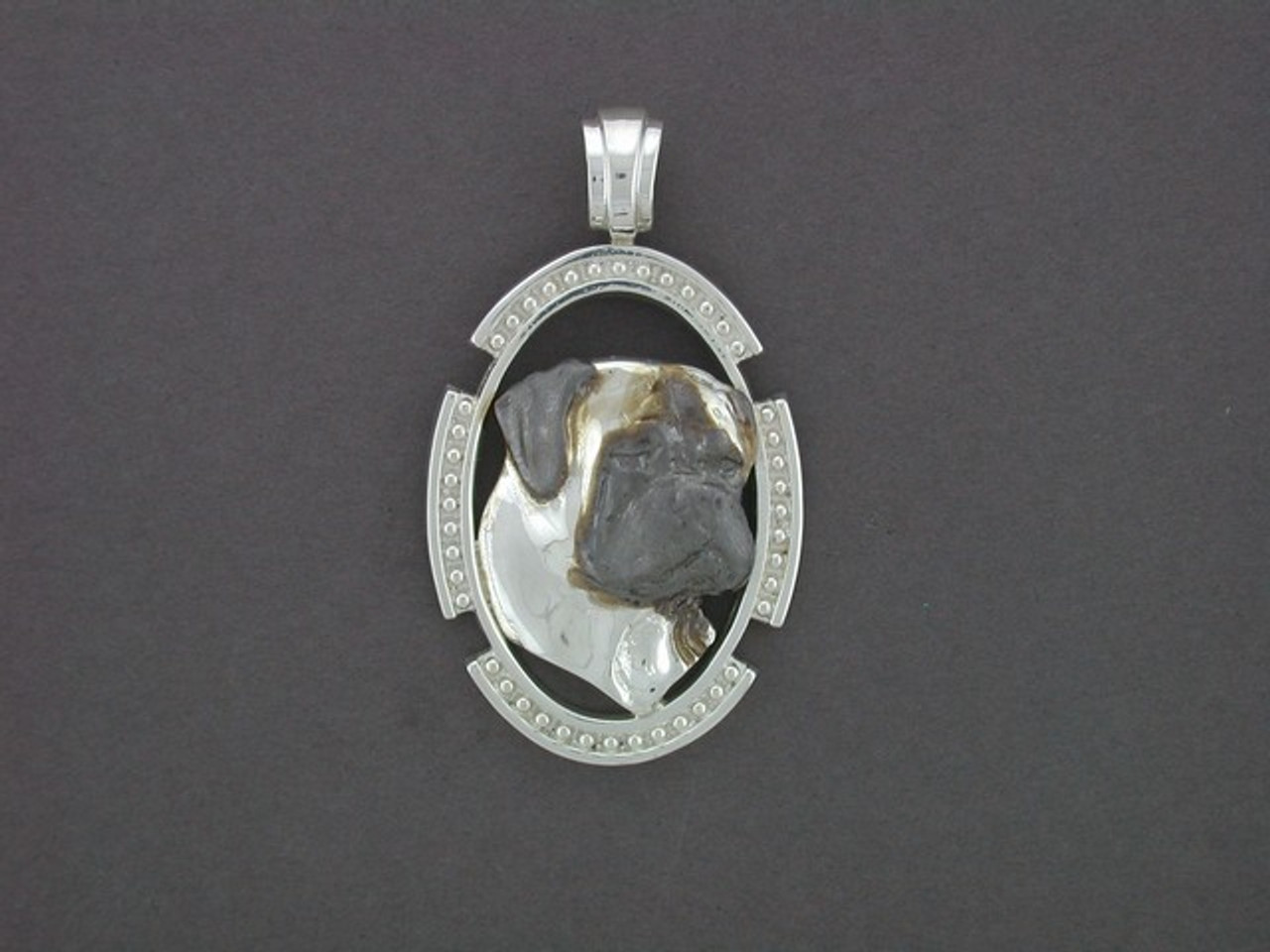 Frame Oval Beaded With Bullmastiff Pendant