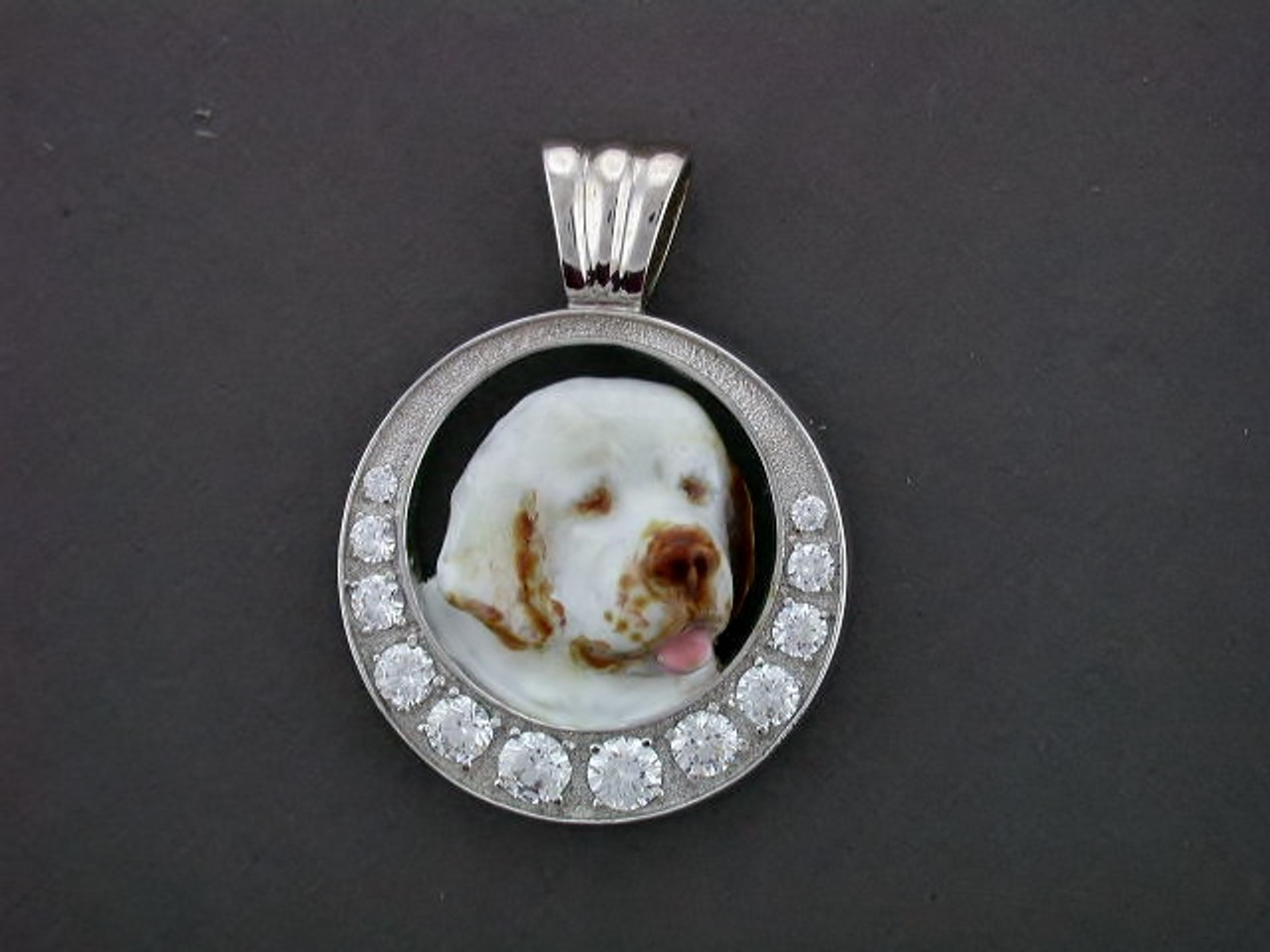 Frame Circle 12 Holes  With Clubmer Spaniel Pendant