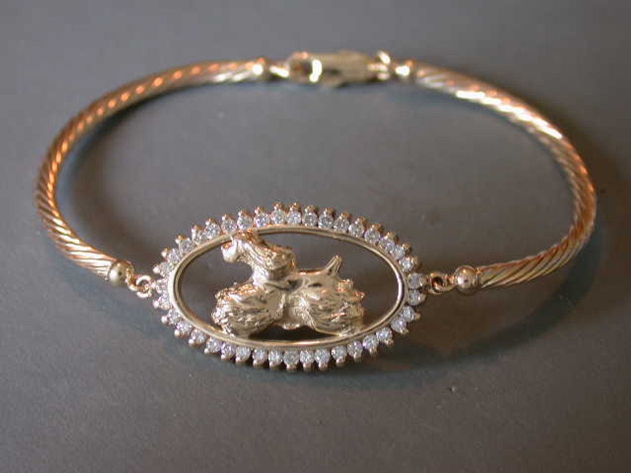 Bracelet Twisted With Oval Stone Diamond And Cocker Spaniel