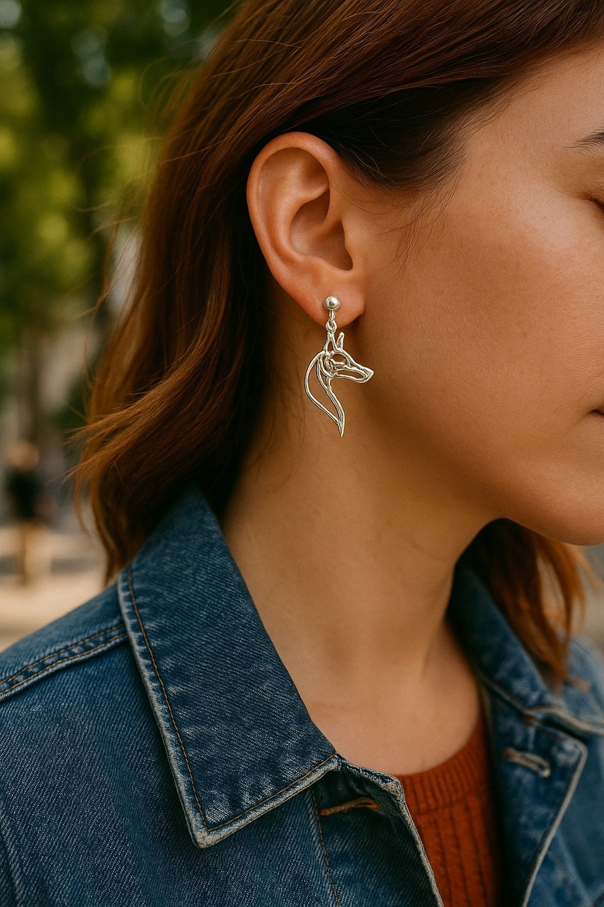 Doberman Earring Head Cutout L&R