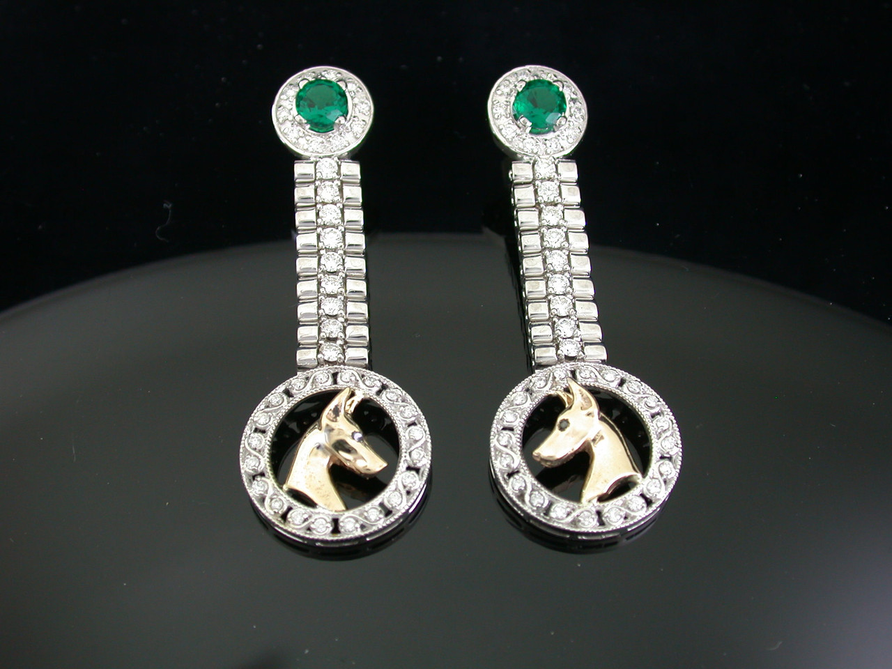 Earring Rol Link With Diamondmond And Doberman