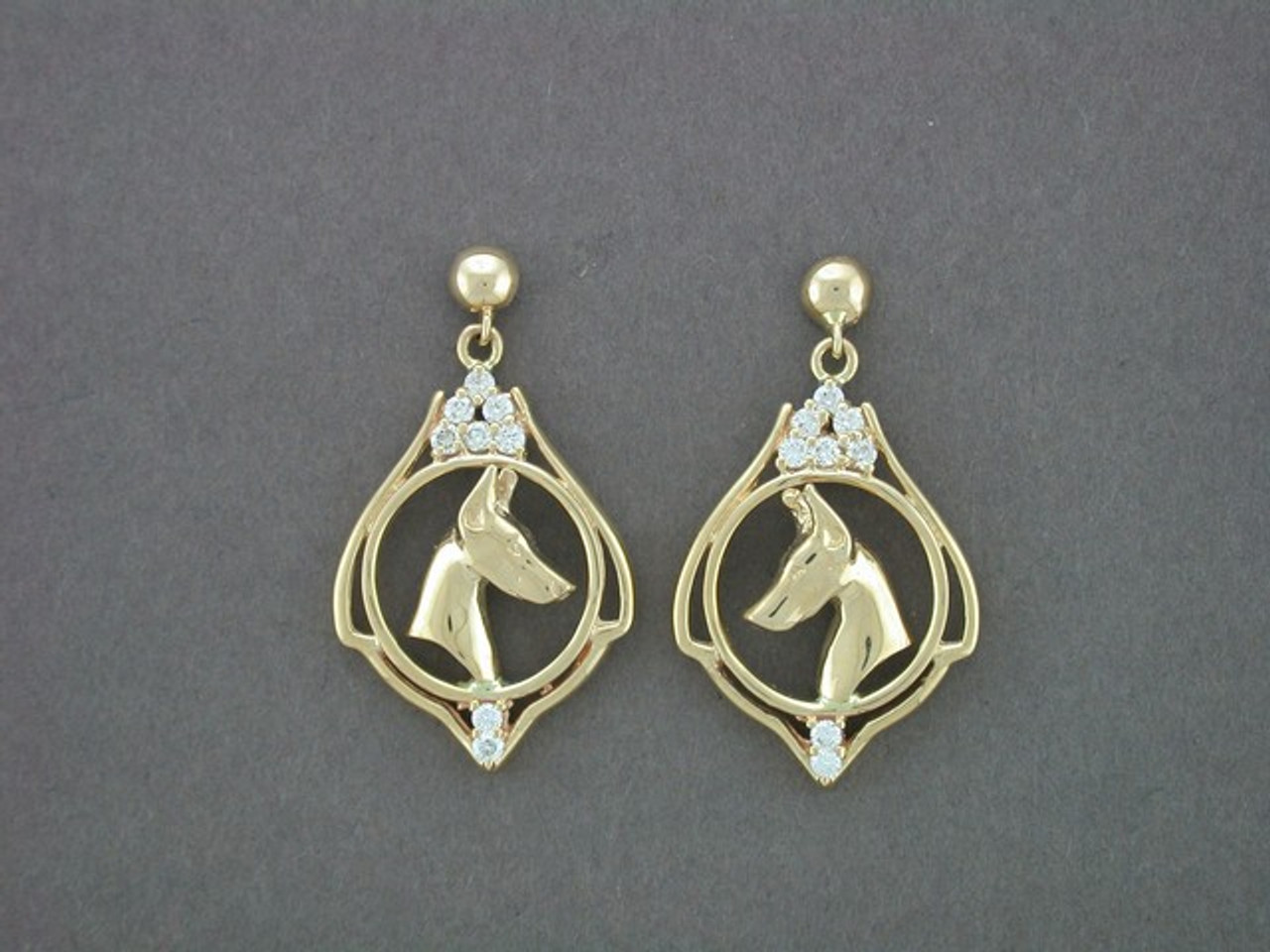 Earrings Antique Circle Stones With Doberman