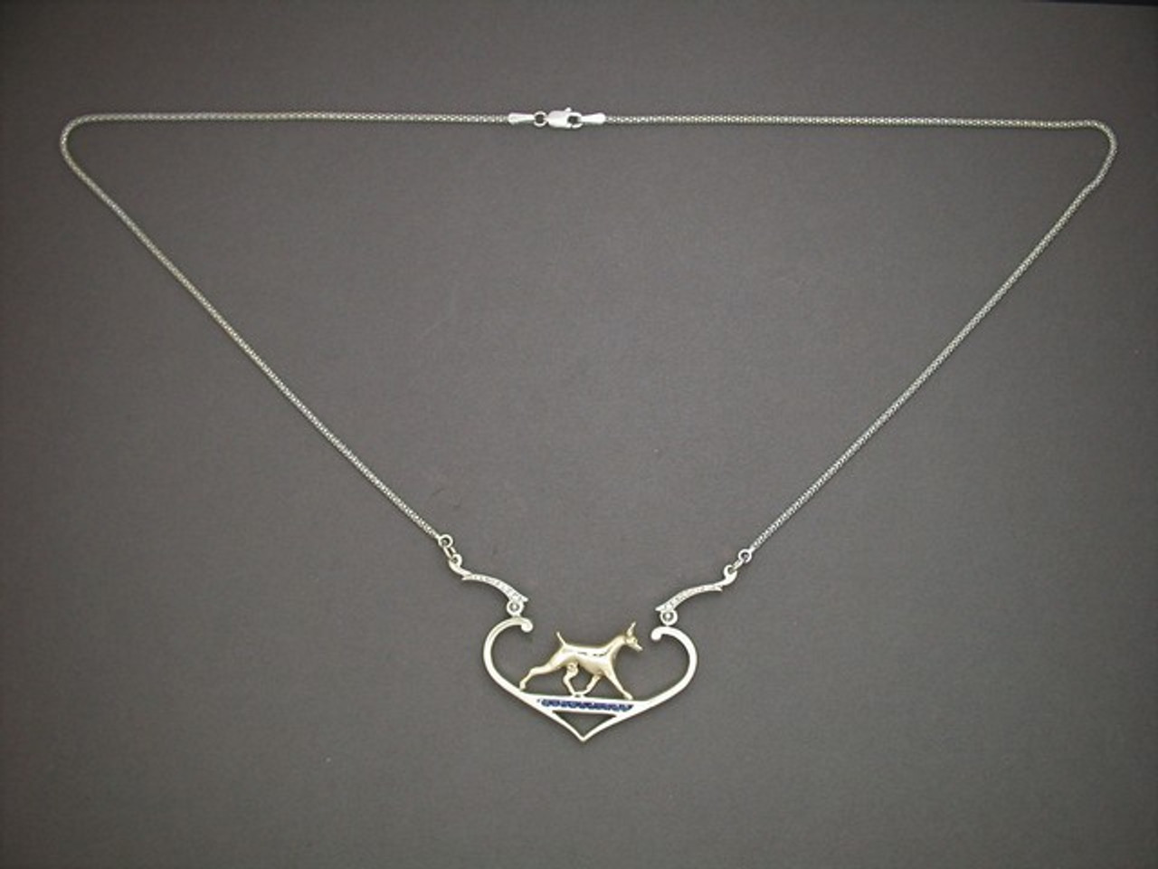 Frame Hinged Heart With Doberman Pendant