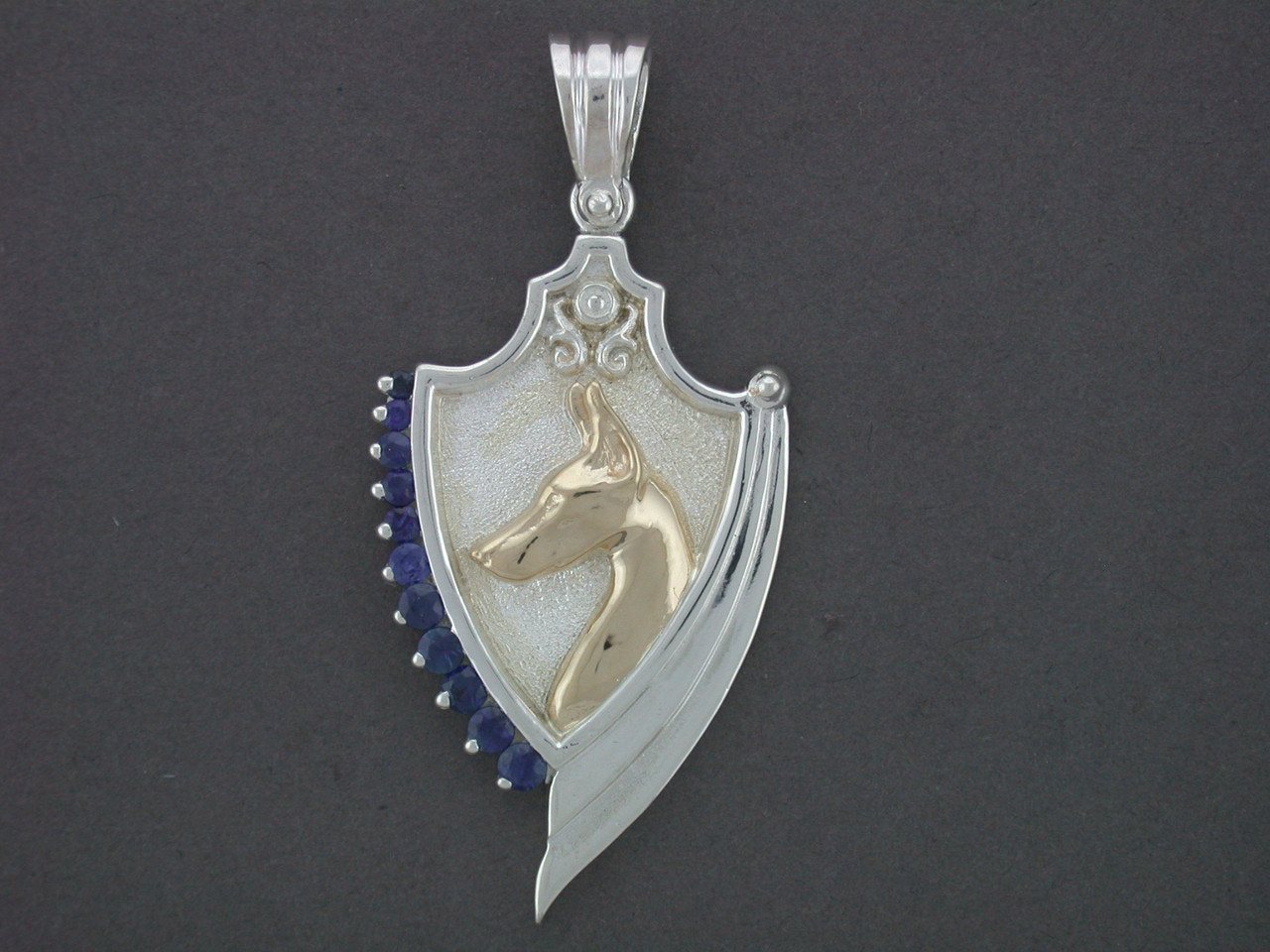 Frame Roman Shield With Doberman Pendant