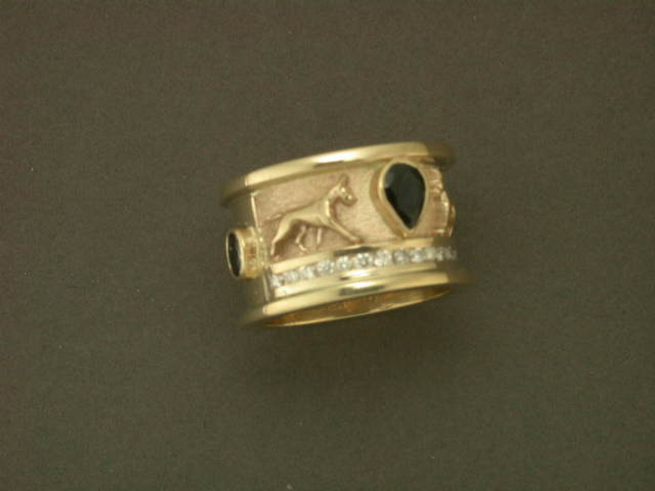 Ring Doberman With Pear Shape Stone Custom