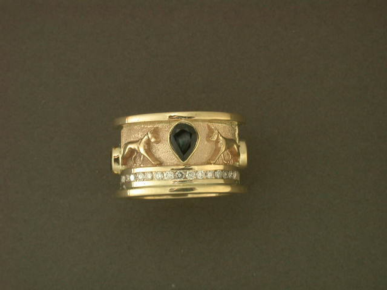 Ring Doberman With Pear Shape Stone Custom