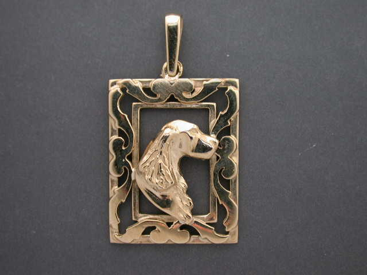 Frame Antique Rectangular With English Springer Pendant