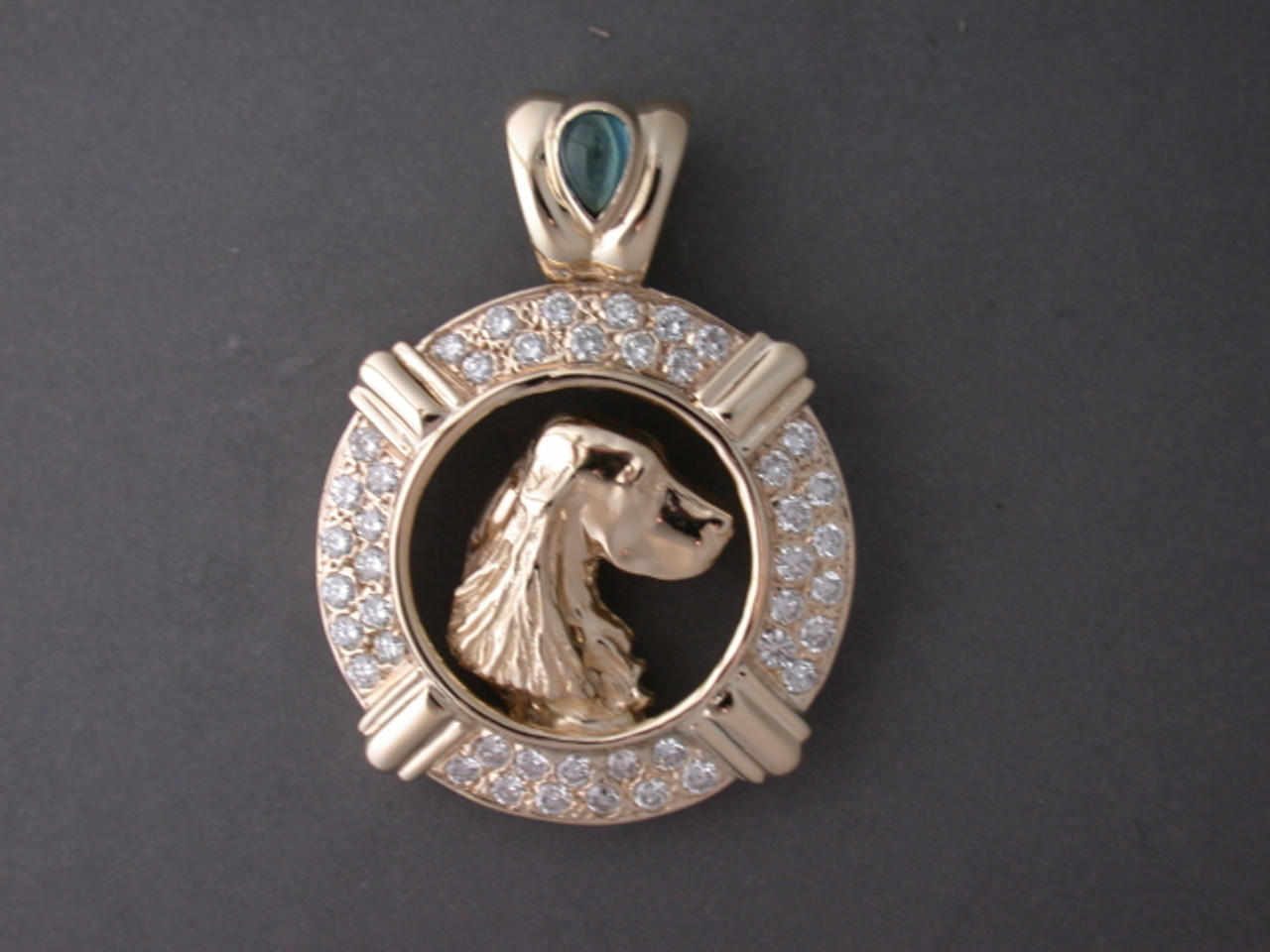 Frame Coin W Diamond & English Springer Spaniel Pendant