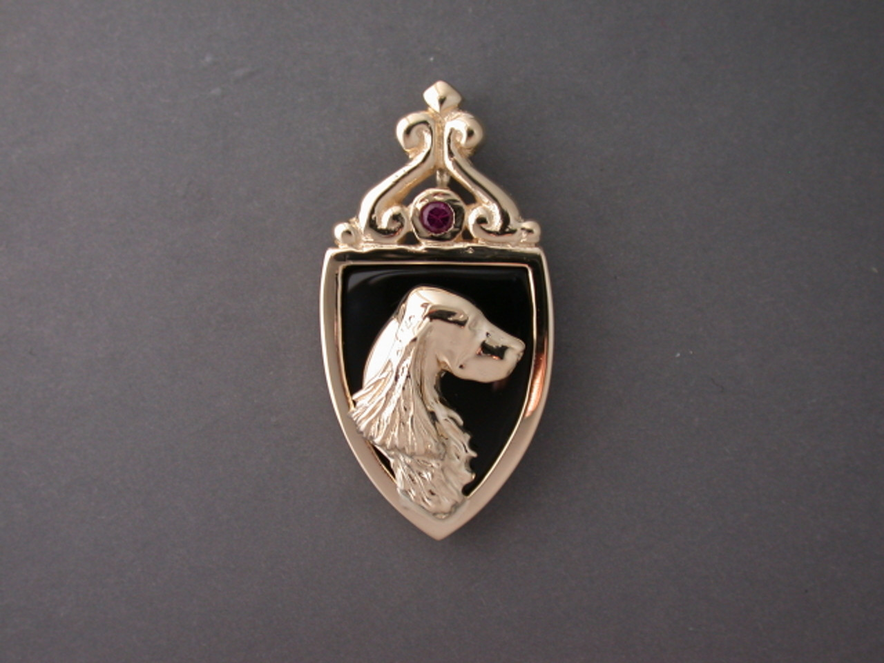 Frame Flech Lrg W Scroll With English Springer Pendant