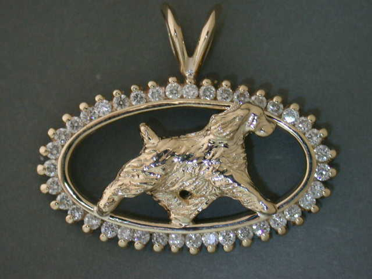 Frame Oval W Diamondmond (25Mm Inside) W English Springer Pendant