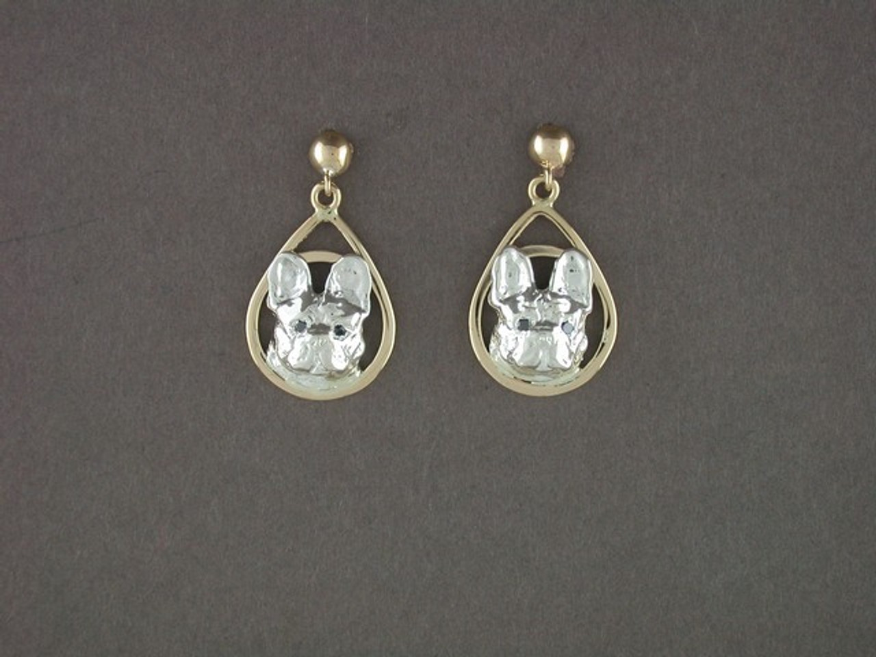 Earrings Tear Drop Small With French Bulldog