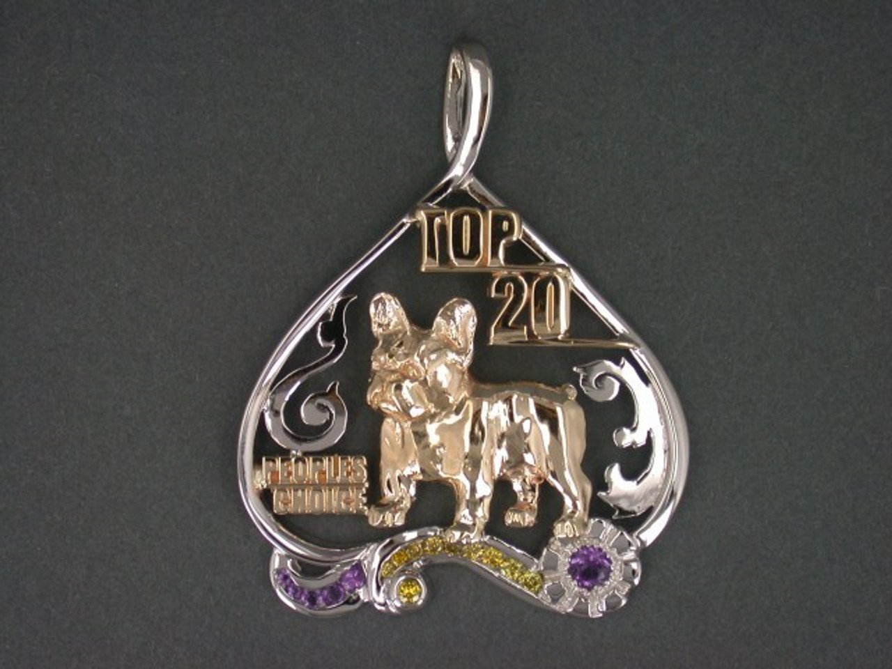 Frame W French Bulldog Full Body Top 20 And Scrolls Custom Pendant