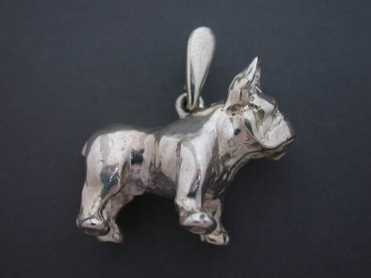 French Bulldog Full Body Stacked 3 Silver Pendant